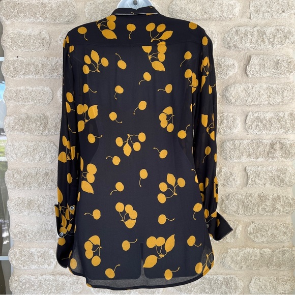 3.1 Phillip Lim blouse button up cherries navy gold 4 - Picture 10 of 10